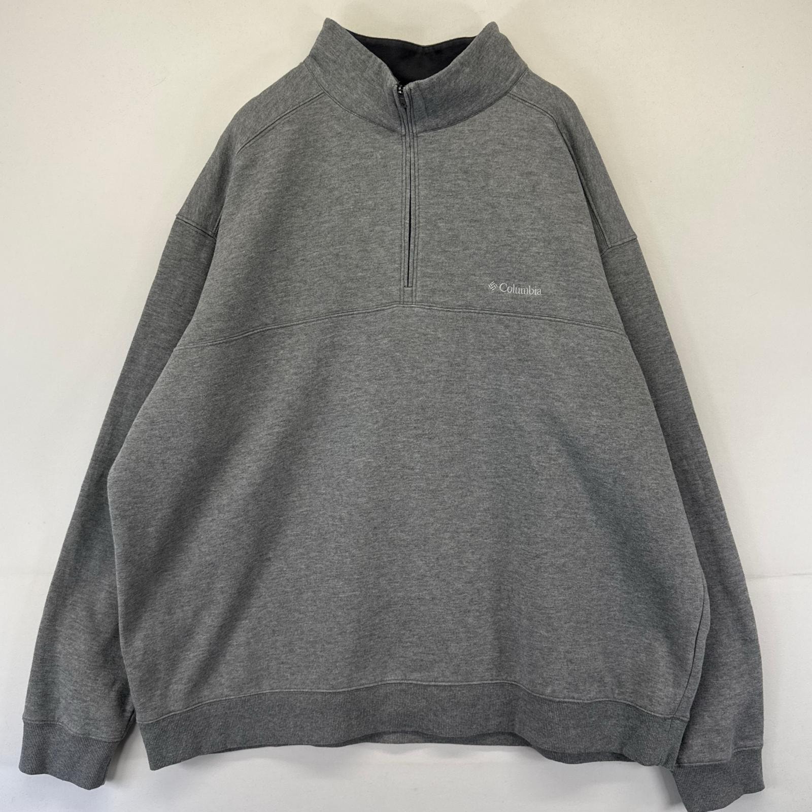 古着 コロンビア Columbia スウェット ハーフジップ ワンポイントロゴ 大きいサイズ トレーナー 3XL グレー系 メンズ