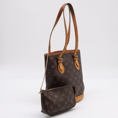 LOUIS VUITTON ルイ・ヴィトン モノグラム バケットPM M42238 ハンドバッグ ブラウン コーティングキャンバス レザー レディース