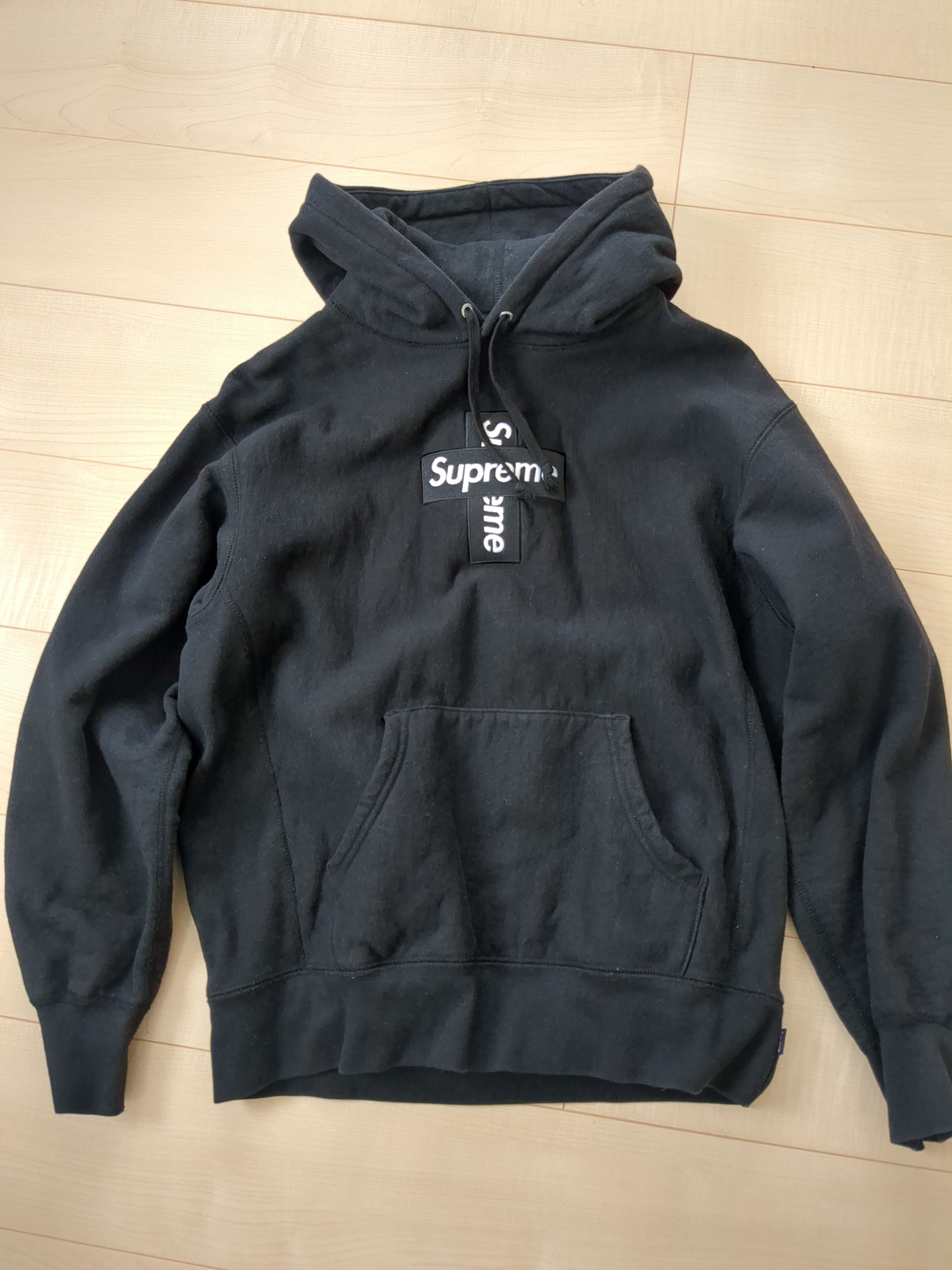 Supreme Cross Box Logo Hooded Sweatshirt "Black"
