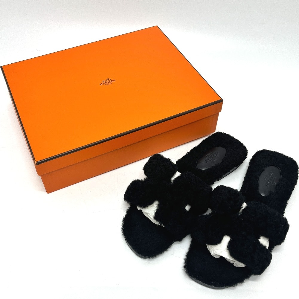 A (未使用に近い)】エルメス HERMES オラン ムートン ボアフラット
