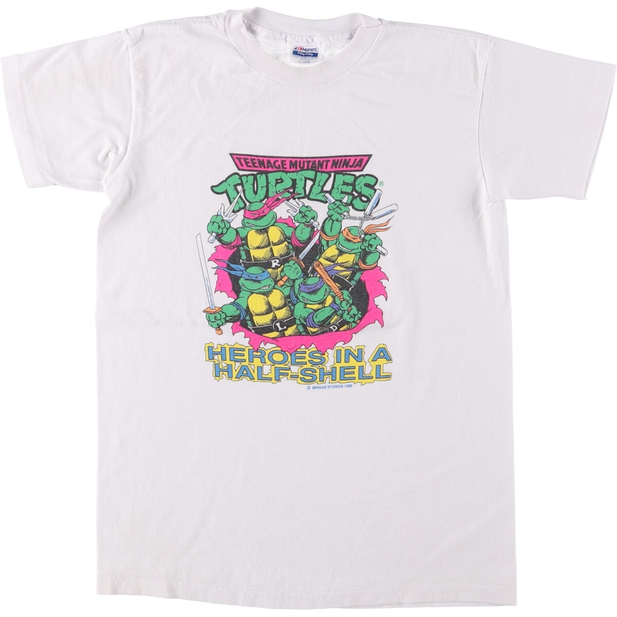 古着 90年代 ヘインズ Hanes Teenage Mutant Ninja Turtles ミュータントタートルズ キャラクタープリントTシャツ USA製 レディースL相当 ヴィンテージ/eaa575764