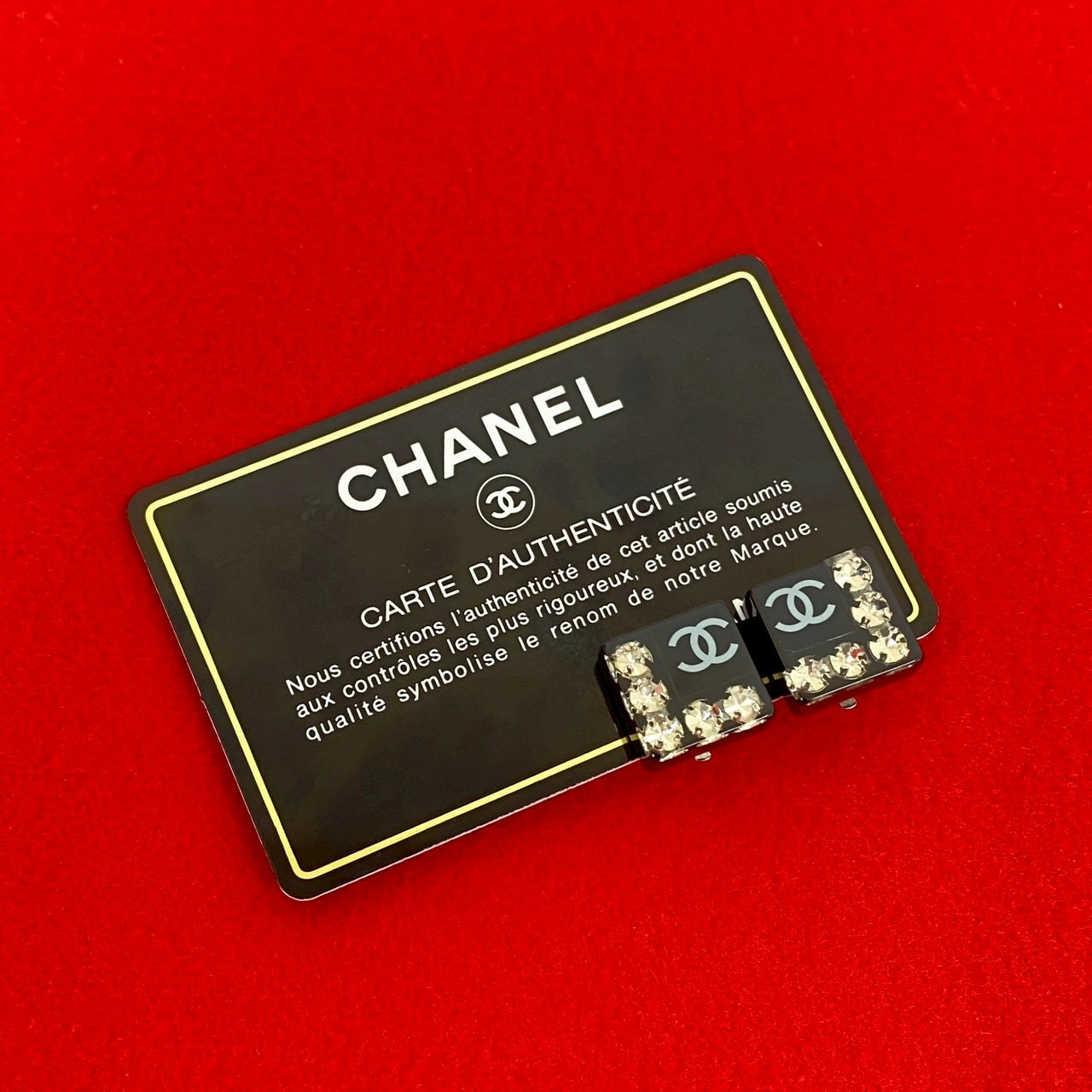 CHANEL シャネル ココマーク スクエア ラインストーン プラスチック イヤリング ブラック
 66936