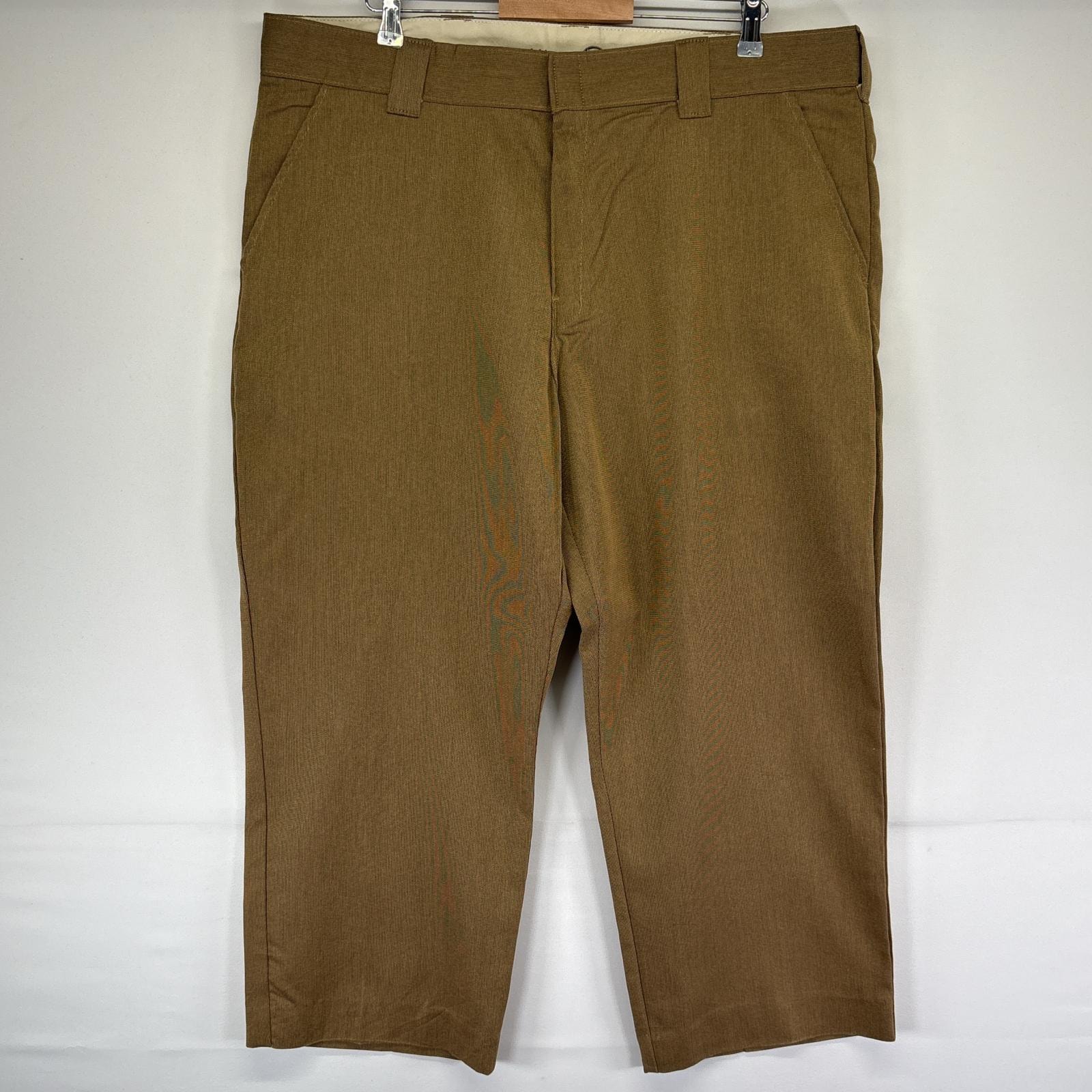 古着 ディッキーズ Dickies ワークパンツ スラックス ストレート ワンポイントロゴ 大きいサイズ w42 L32  ブラウン系 メンズ