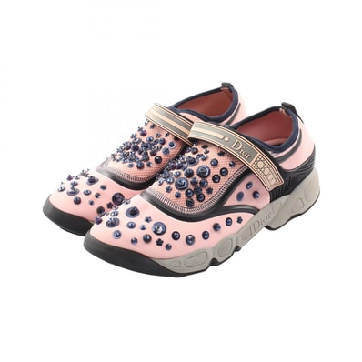 ディオール Dior DIOR FUSION フュージョン ビジュー スニーカー 靴 ファブリック レディース ピンク系 【中古】