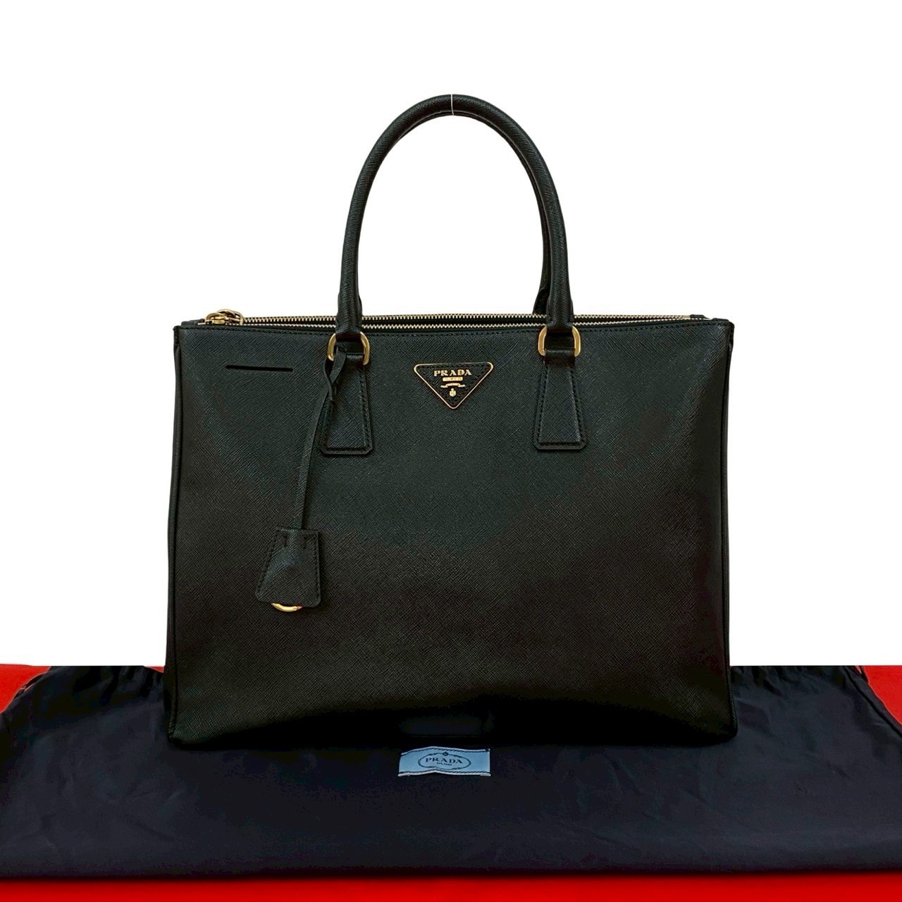 PRADA プラダ ガレリア 三角ロゴ 金具 レザー ハンドバッグ ブラック
29112