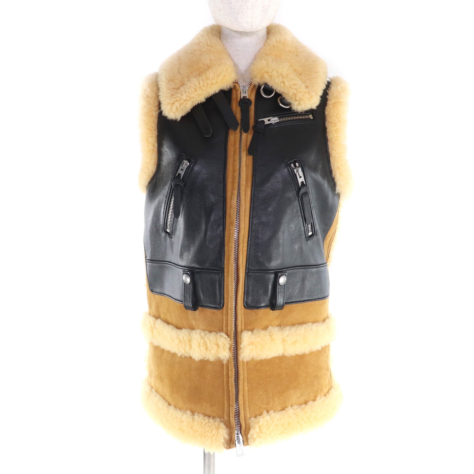 極美品 コーチ ベスト ブラック ベージュ レディース XS