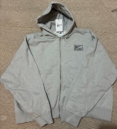 Stussy x Nike Stone Washed Fleece Zip Hoodie "Grey Heather" (Asia Size) FJ9182-050