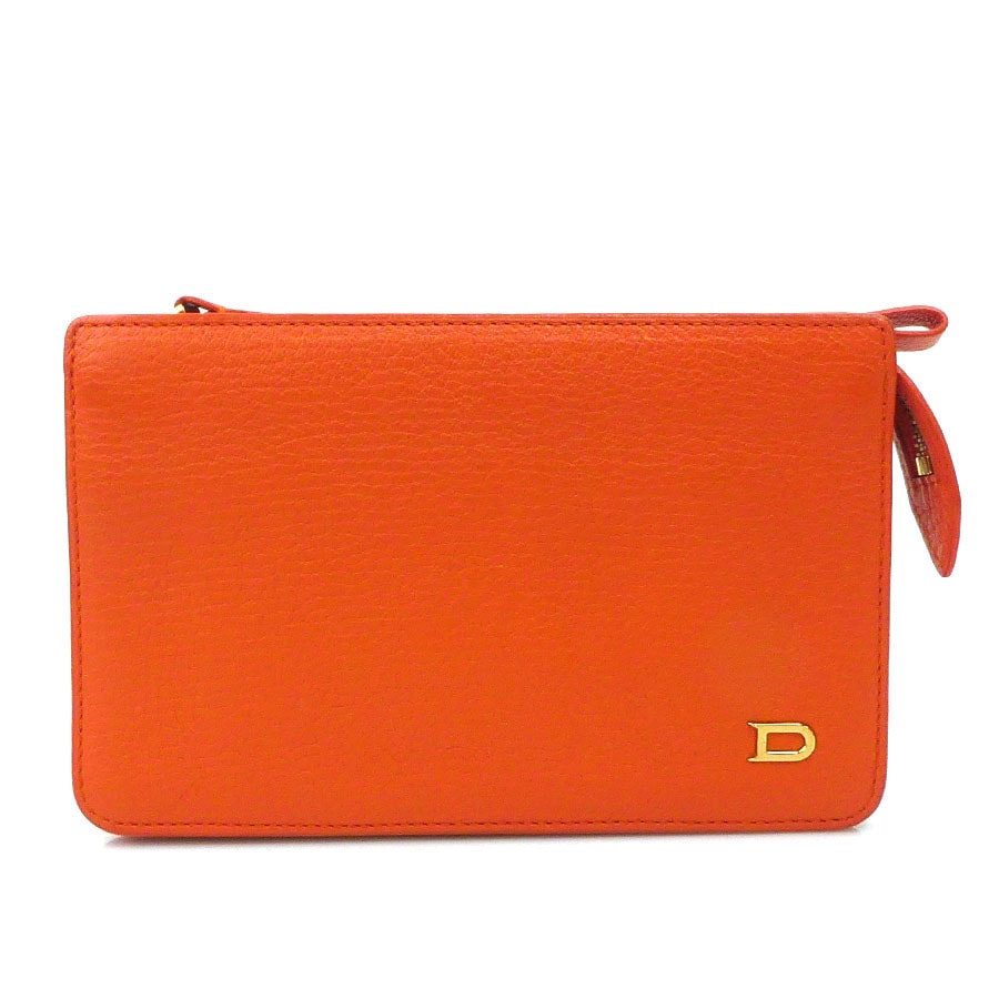 デルヴォー DELVAUX 長財布 レザー オレンジ レディース【中古】 h31710a