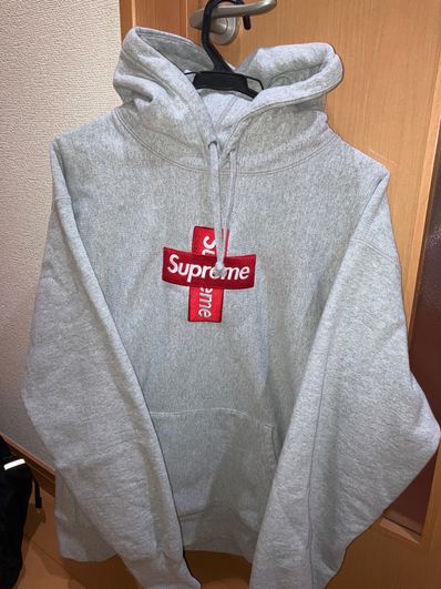 Supreme Cross Box Logo Hooded Sweatshirt "Grey"