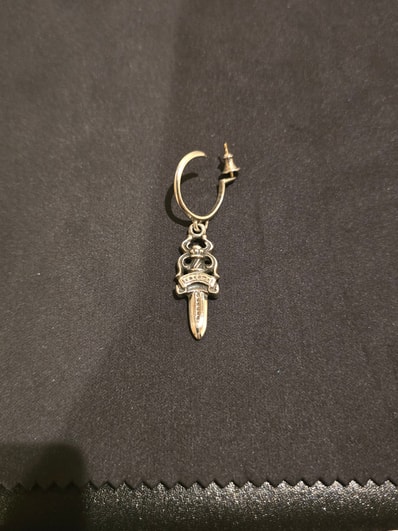 Chrome Hearts #5 Dagger Charm On Hoop Earrings "Silver"