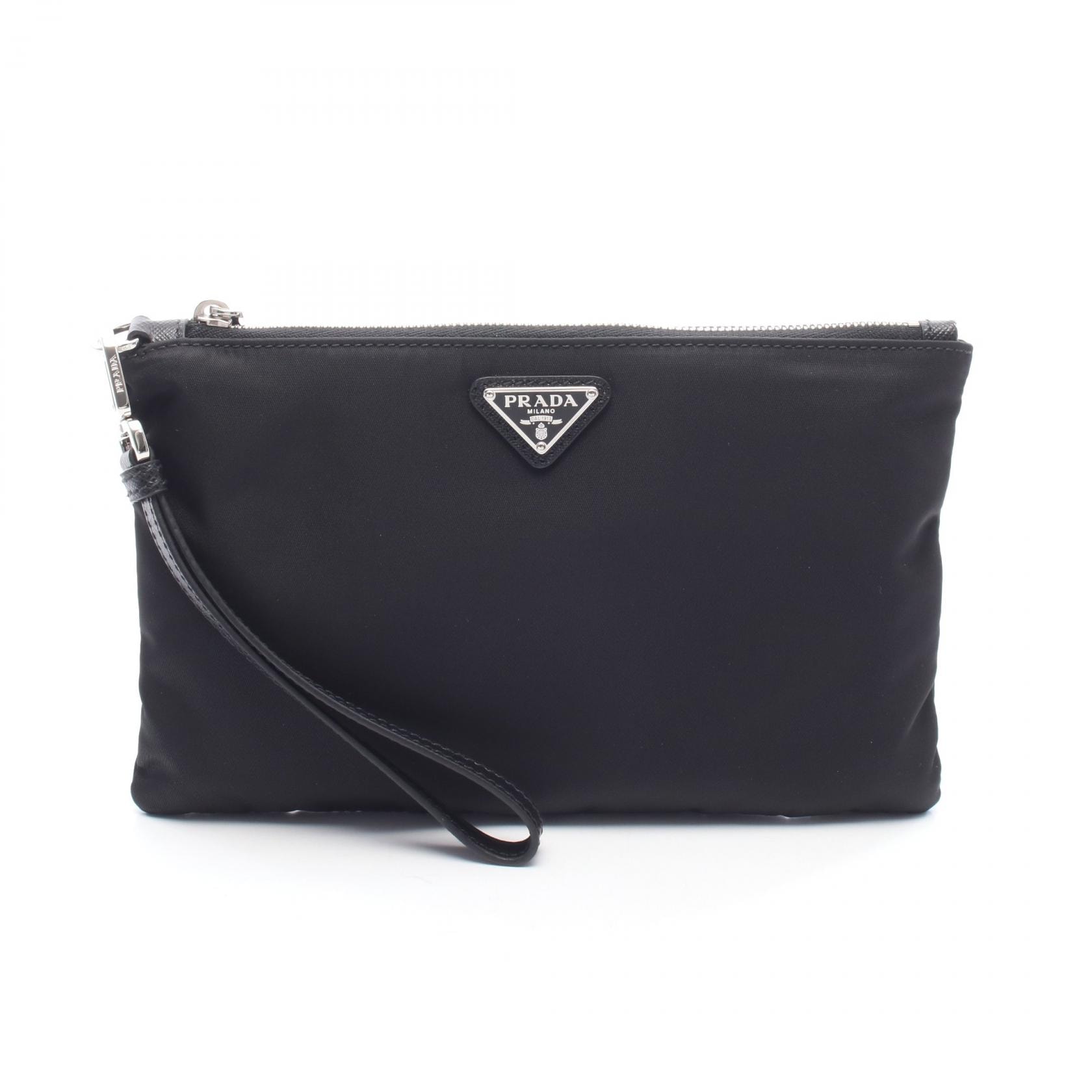 プラダ PRADA トライアングルロゴ ポーチ バッグ ナイロン レザー レディース ブラック系 2NH0042DMHF0002 【新品】