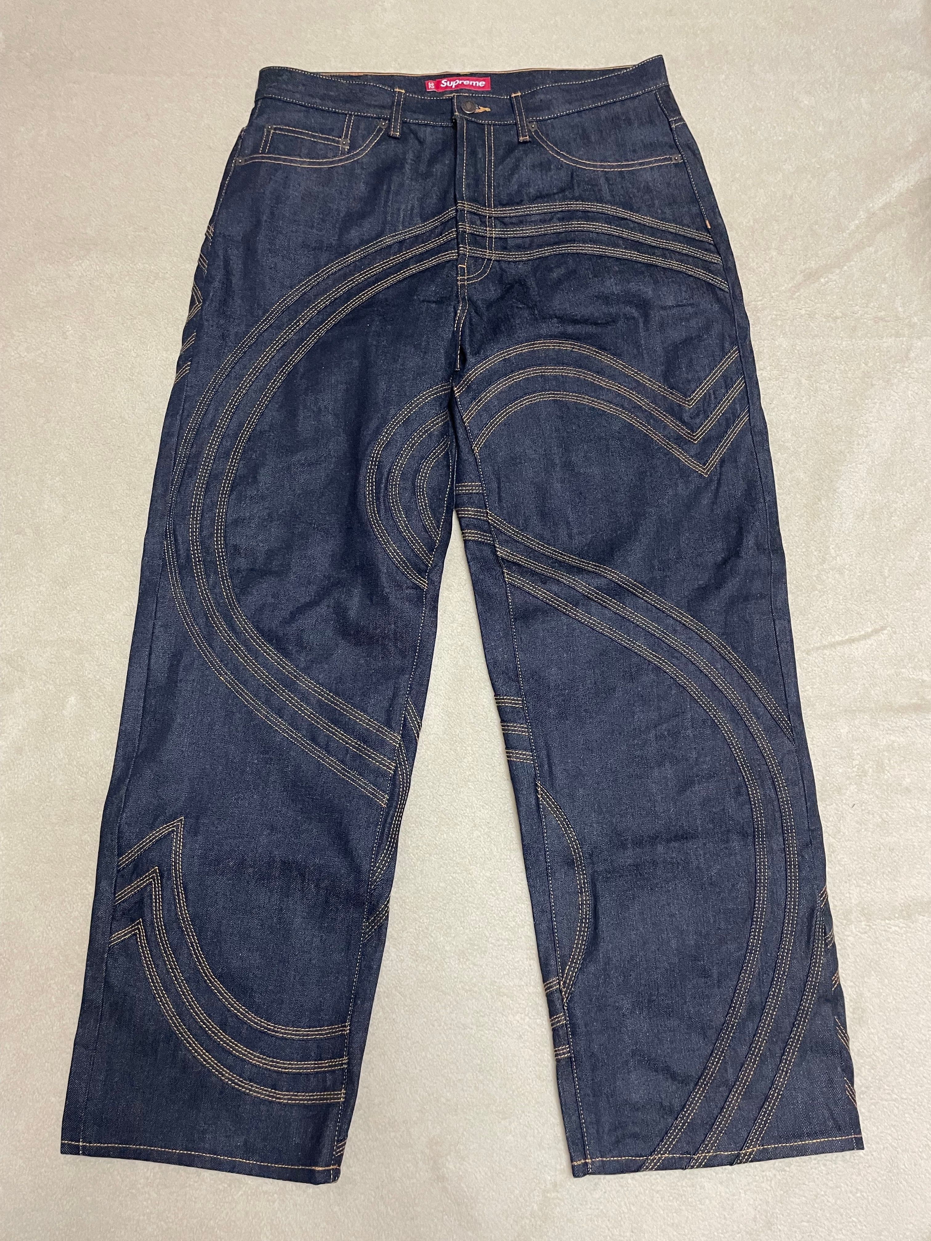 Supreme S Logo Rigid Baggy Jean "Rigid Indigo"