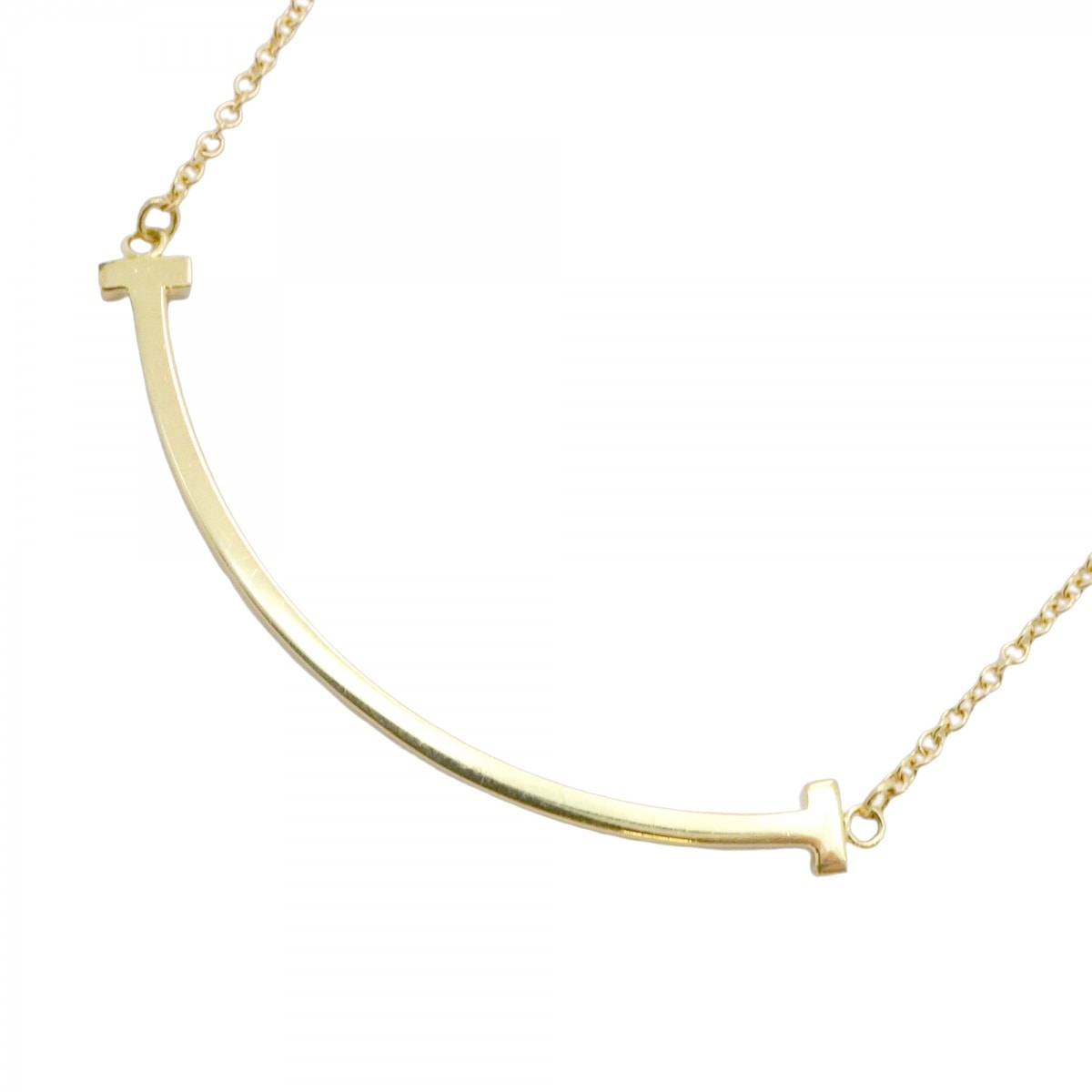 【6jdb0459】ティファニー ネックレス Tスマイル スモール K18YG イエローゴールド【中古】レディース