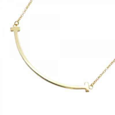 【6jdb0459】ティファニー ネックレス Tスマイル スモール K18YG イエローゴールド【中古】レディース