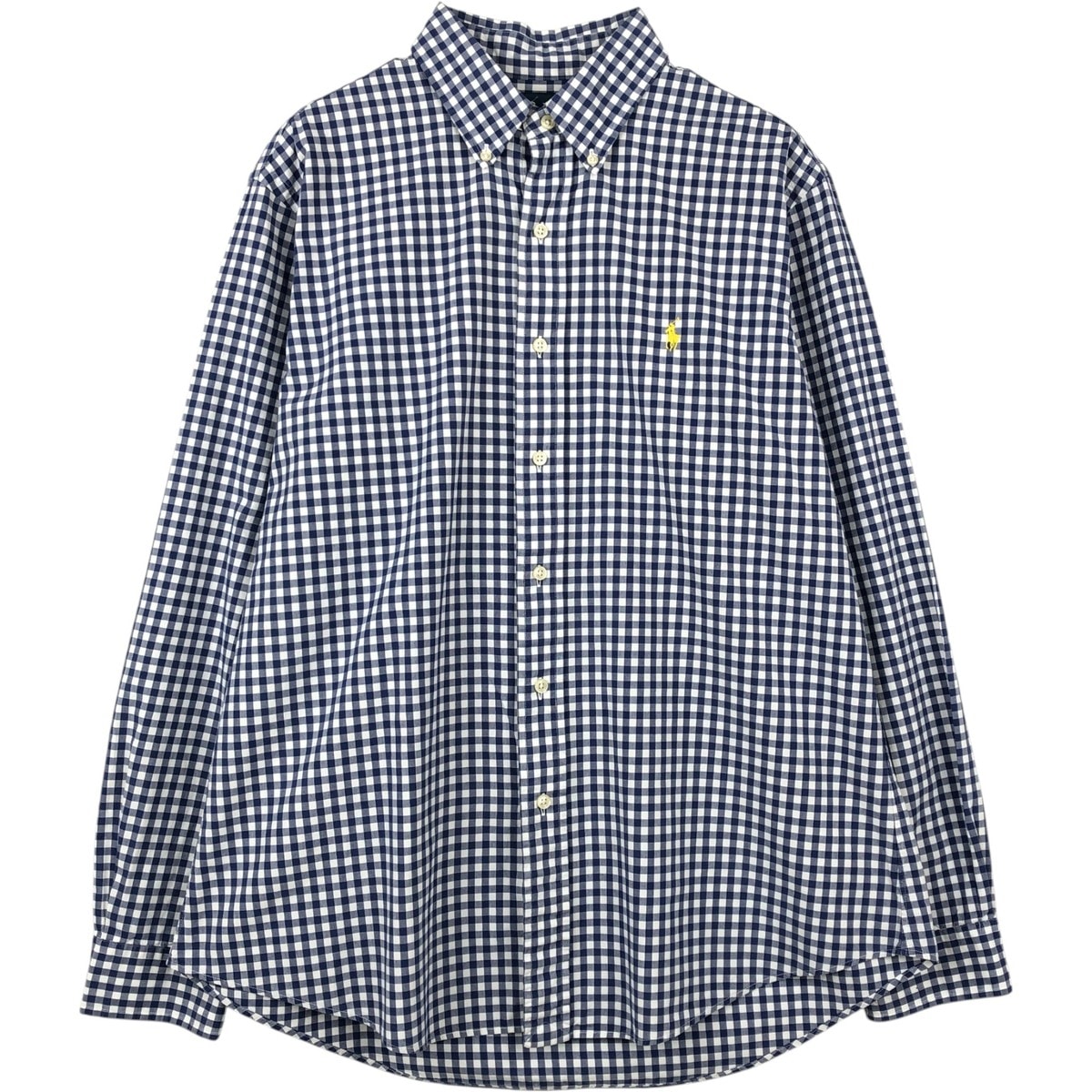 古着 ラルフローレン Ralph Lauren CUSTOM FIT ギンガムチェック 長袖 ボタンダウンチェックシャツ メンズL相当/eaa650133