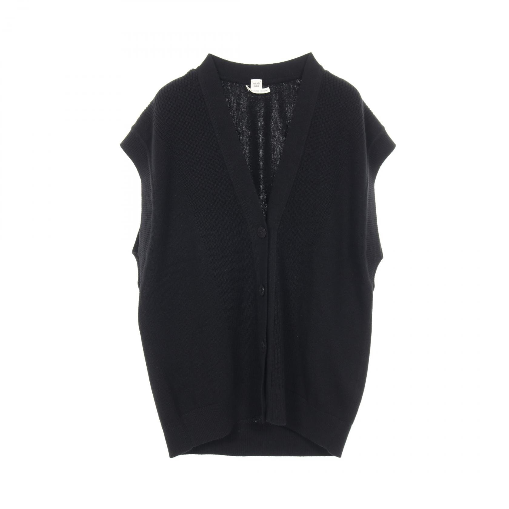 エルメス HERMES セリエボタン ベスト 衣料品 トップス カシミヤ レディース ブラック系 【中古】