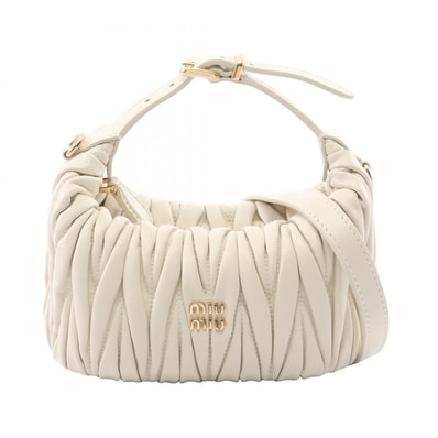 ミュウ ミュウ Miu Miu MATELASSE'MIU マテラッセ 2WAY ハンドバッグ バッグ レザー レディース ホワイト系 5NE026 【中古】