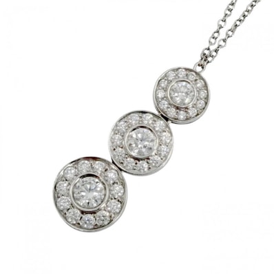 TIFFANY&Co. ティファニー ネックレス サークレットトリプルドロップ アクセサリー ジュエリー Pt950プラチナ ダイヤモンド レディース 約4.5g【中古品】