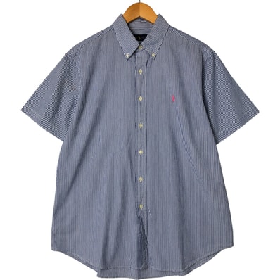 古着 ラルフローレン Ralph Lauren シアサッカー 半袖 ボタンダウン ストライプシャツ メンズL相当 シアサッカー/eaa557841