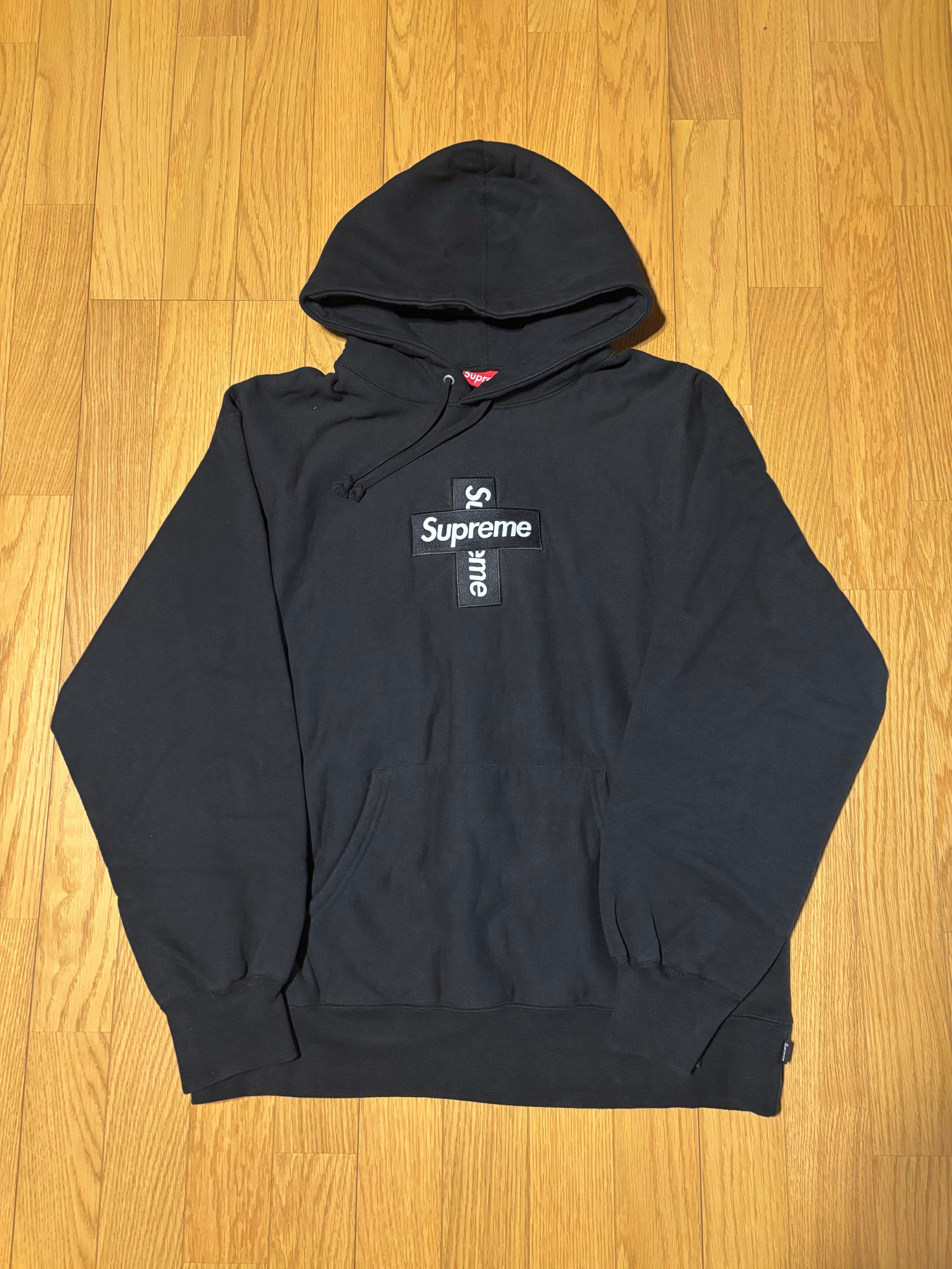 Supreme Cross Box Logo Hooded Sweatshirt "Black"