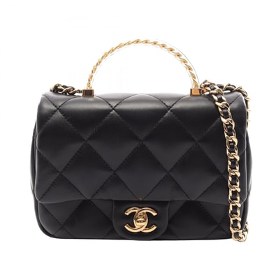 シャネル CHANEL マトラッセ トップハンドル 2WAY ショルダーバッグ バッグ ラムスキン(羊革) レディース ブラック系 【中古】