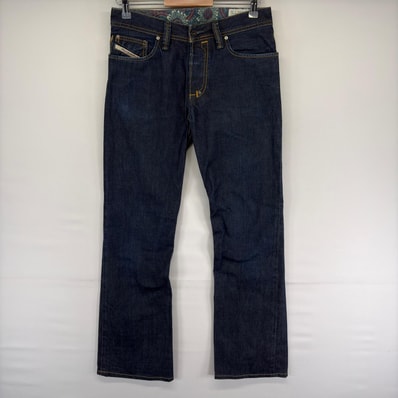 古着 ディーゼル DIESEL イタリア製 デニム パンツ 5ポケット ブーツカット フレア ジーンズ ボタンフライ w29 ブルー系 メンズ