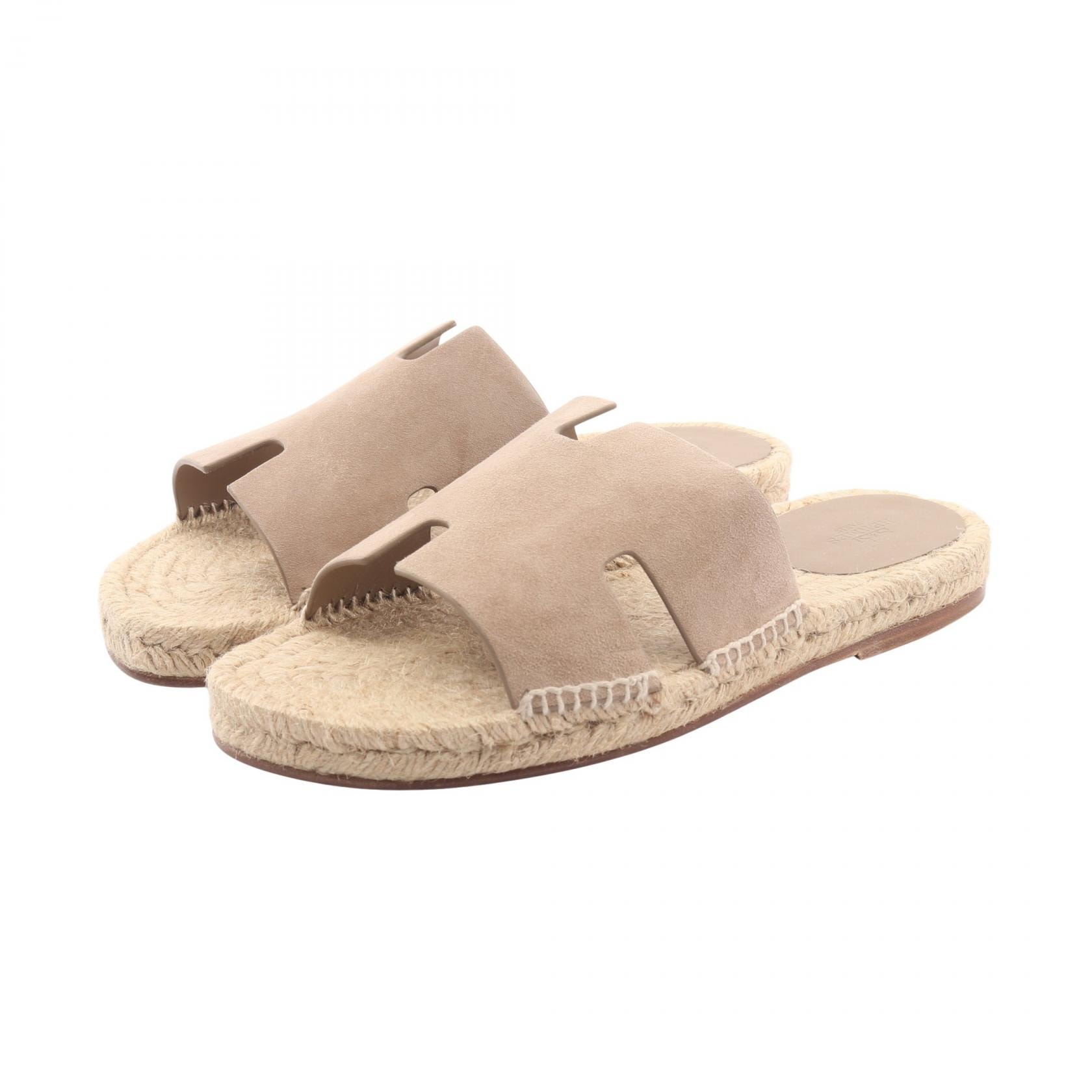 エルメス HERMES アンティグア サンダル 靴 スウェード メンズ ベージュ系 231001Z 【中古】