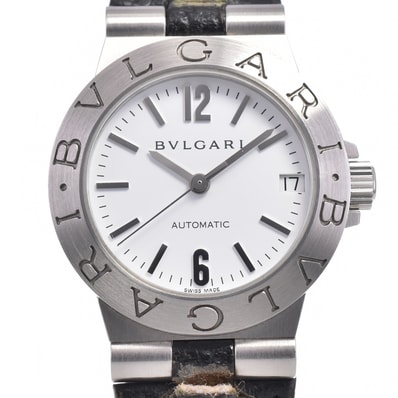 値下 ブルガリ BVLGARI LCV29S ディアゴノスポーツ デイト ホワイト 自動巻き レディース 内箱付き 腕時計 I#146976