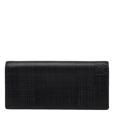 ロエベ アナグラム リネン 長財布 ブラック レザー レディース LOEWE 中古