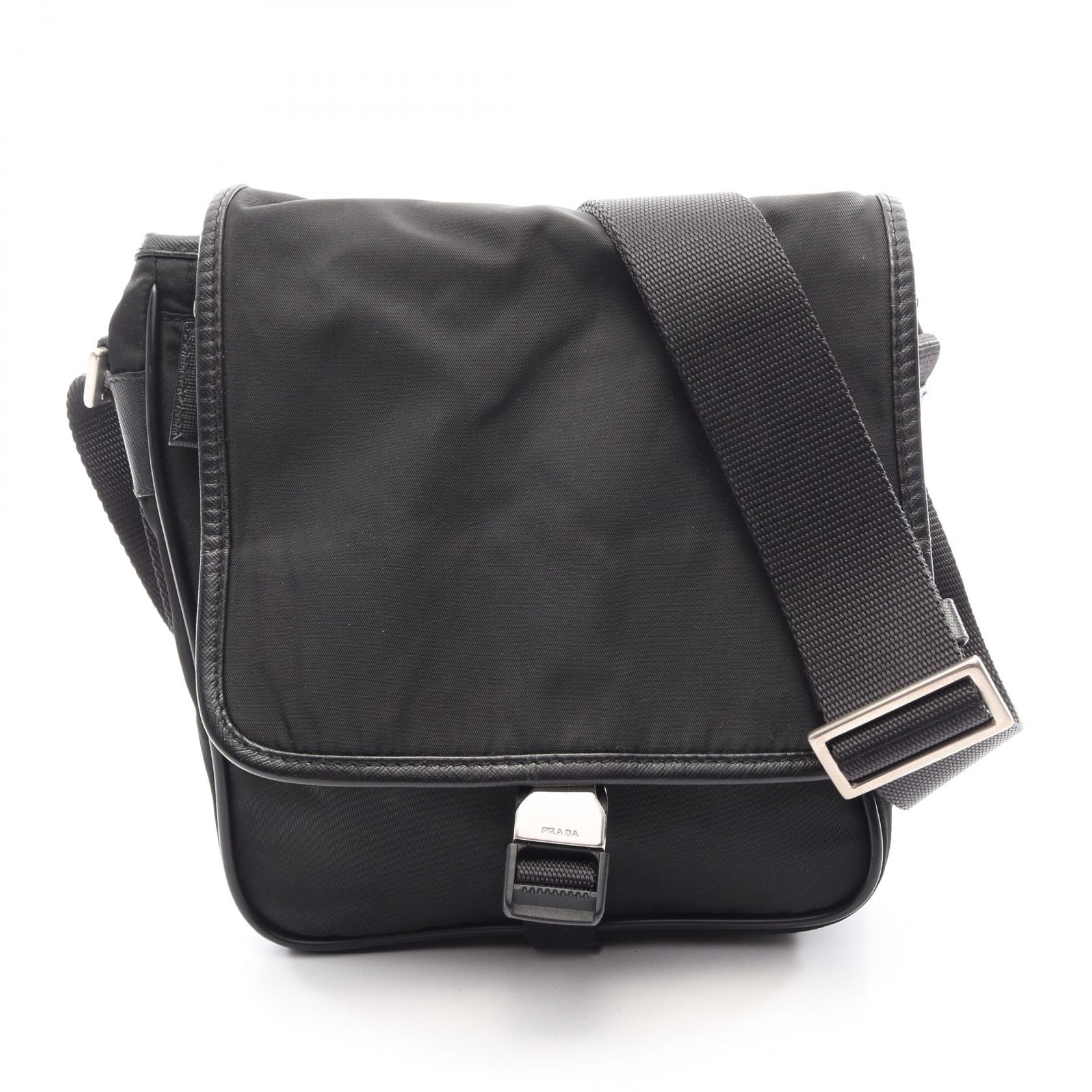 プラダ PRADA ショルダーバッグ バッグ ナイロン サフィアーノレザー レディース ブラック系 【中古】