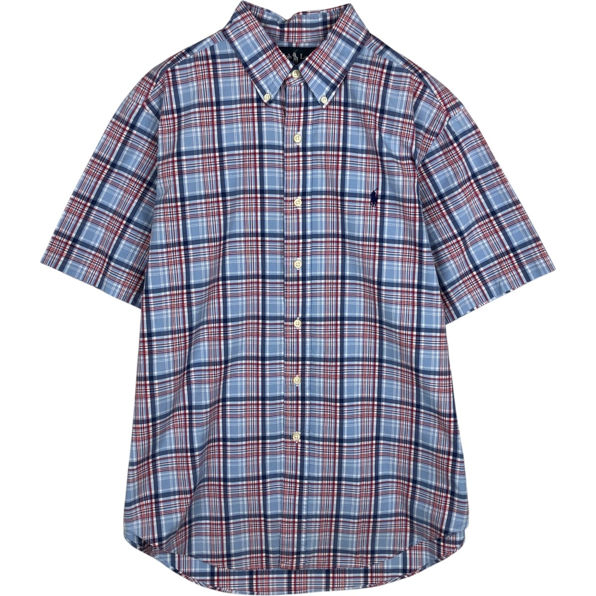 古着 ラルフローレン Ralph Lauren CLASSIC FIT 半袖 ボタンダウン チェックシャツ メンズL相当/eaa633145