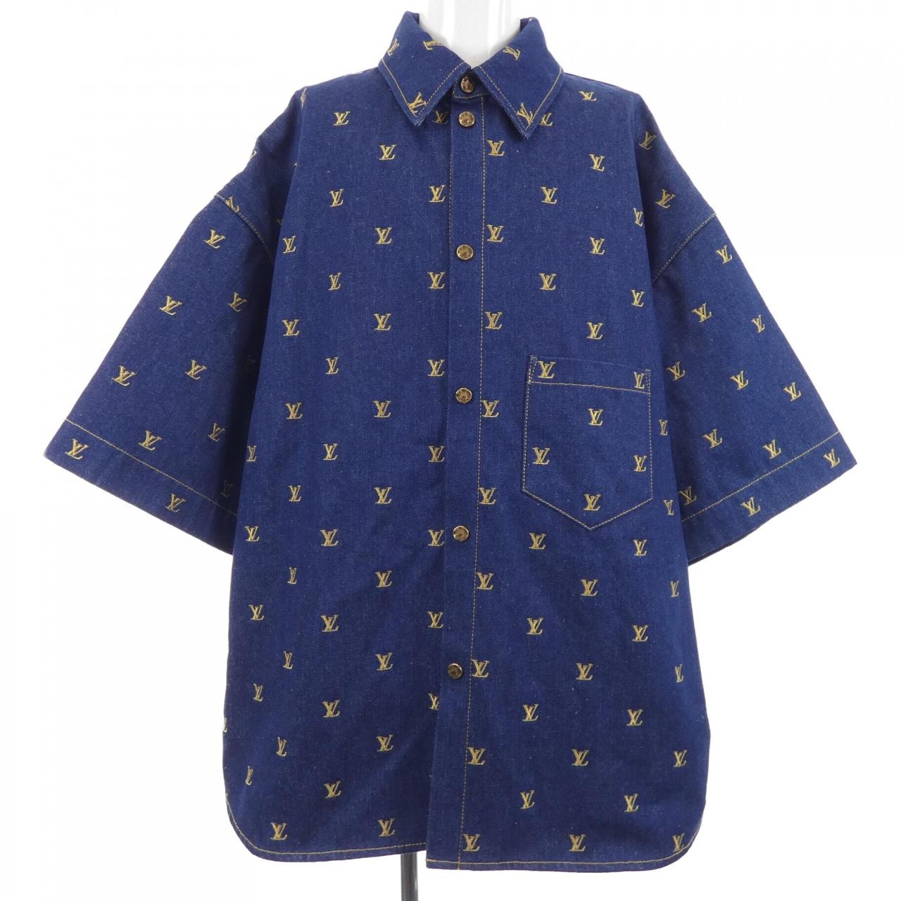 ルイヴィトン LOUIS VUITTON エンブロイダードシグネチャーショートスリーブデニムシャツ HQS90WJX1 S/Sシャツ