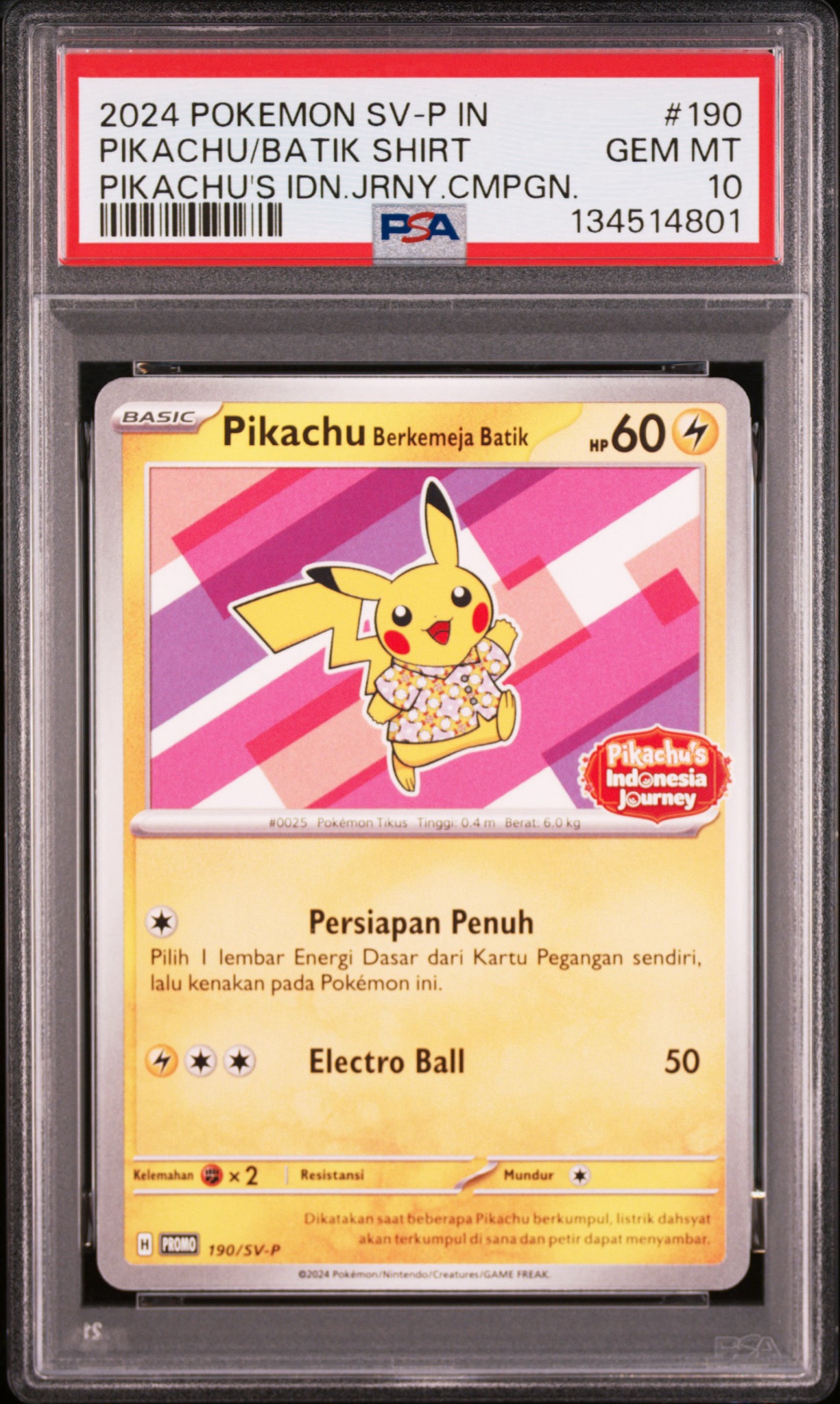 PSA10】バティックシャツを着たピカチュウ (フラワーピカチュウ柄) P