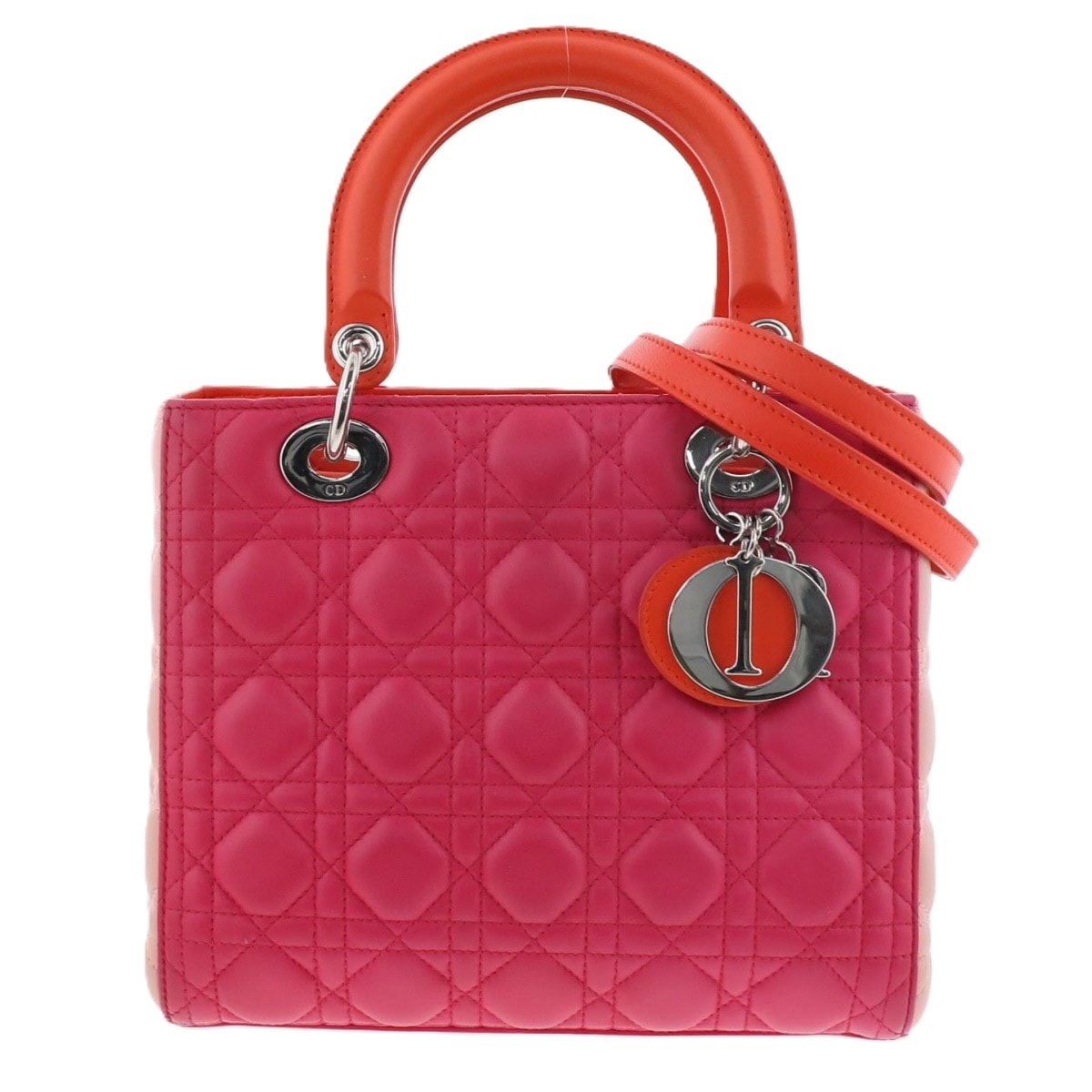 【値下げ】Christian Dior クリスチャンディオール レディ ディオール カナージュ 2wayバッグ ショルダーバッグ CAL44551 ラムスキン ピンク  レディース【中古】