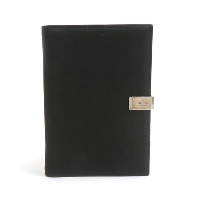 グッチ GUCCI 手帳カバー キャンバス ブラック シルバー ユニセックス【中古】 e62143