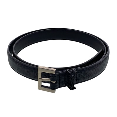 SAINT LAURENT PARIS サンローランパリ カサンドラ ベルト ベルト 612616 レザー ブラック メンズ【中古】