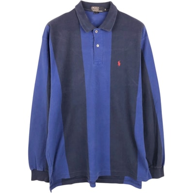 古着 ラルフローレン Ralph Lauren POLO by Ralph Lauren 長袖 ストライプ ポロシャツ USA製 メンズXL相当/eaa667637
