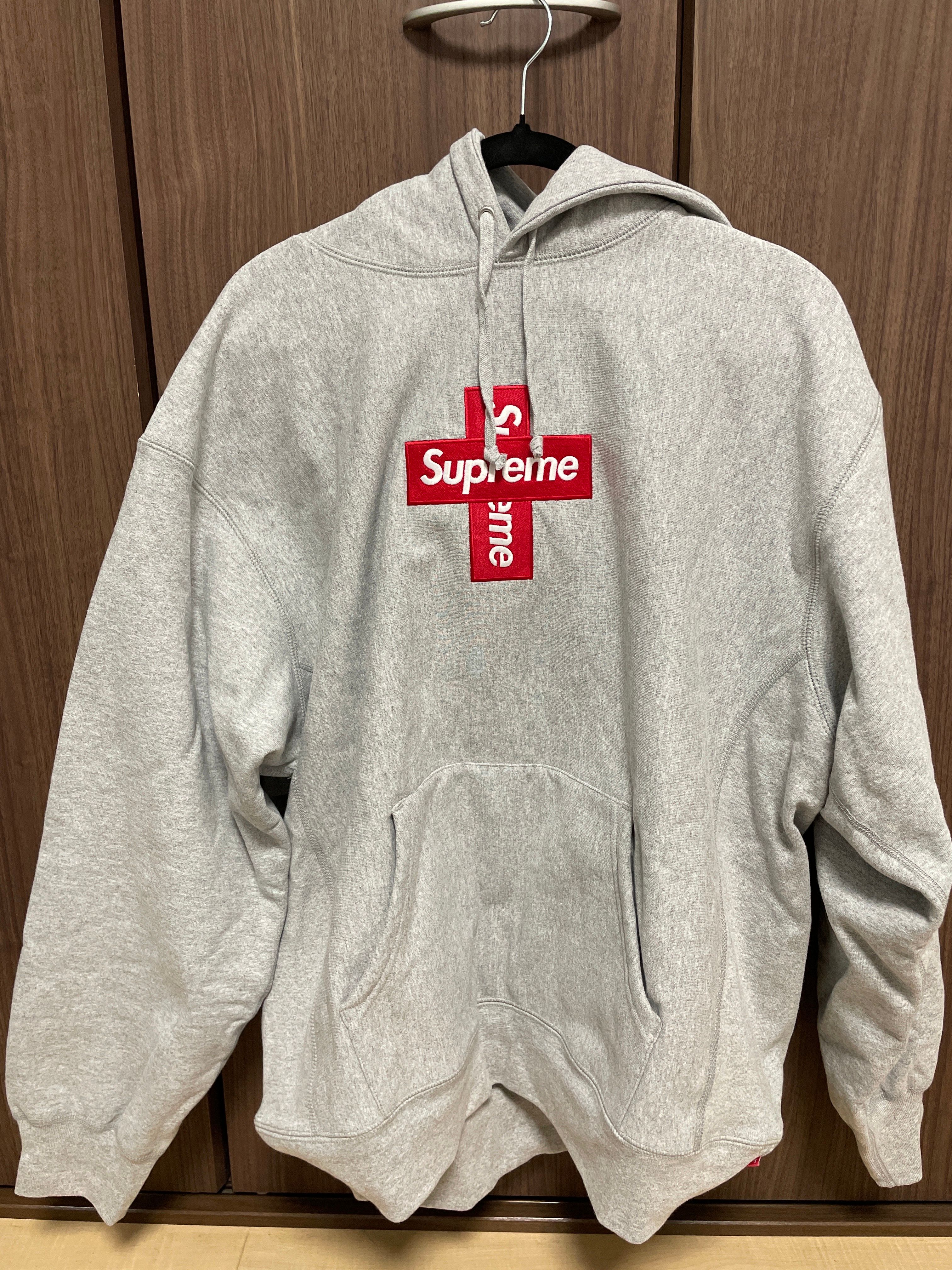 Supreme Cross Box Logo Hooded Sweatshirt "Grey"