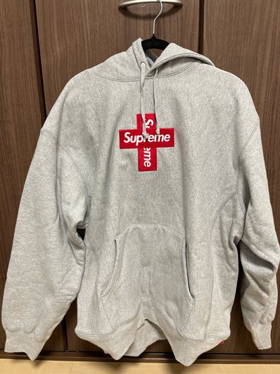 Supreme Cross Box Logo Hooded Sweatshirt "Grey"