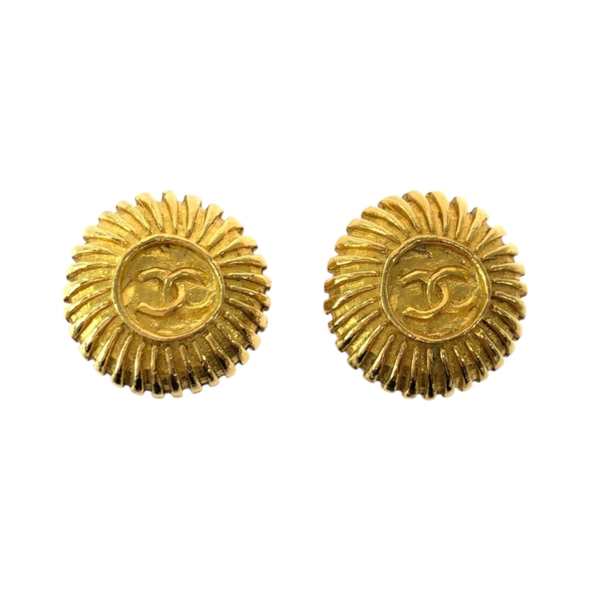 美品 CHANEL シャネル ヴィンテージ ココマーク ゴールド メッキ イヤリング 503247 【中古】