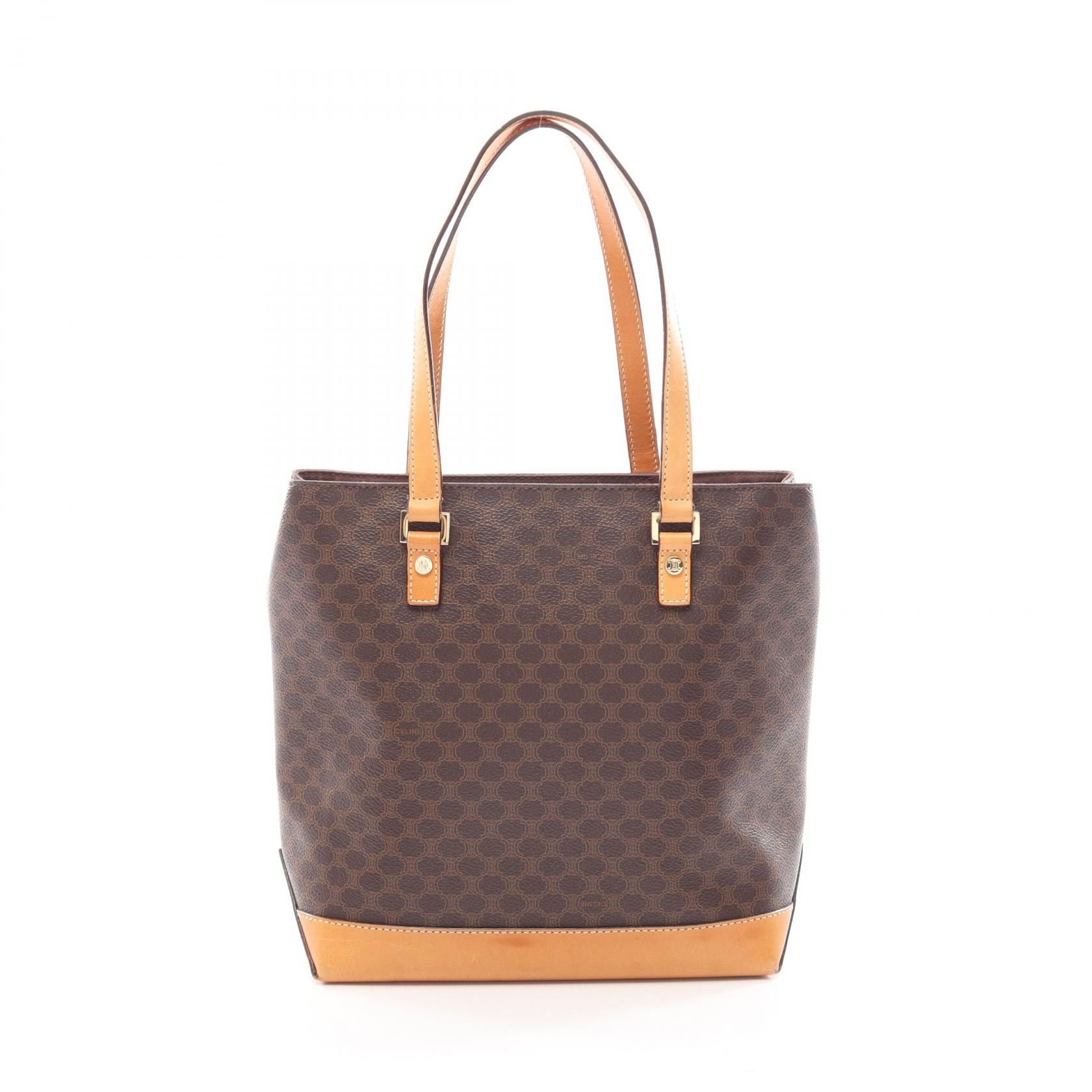 セリーヌ CELINE マカダム トートバッグ バッグ PVCコーティングキャンバス レザー レディース ブラウン系 / ベージュ系 【中古】
