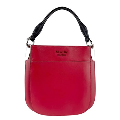 プラダ PRADA ハンドバッグ マギット レザー レッド×ブラック レディース 1BC082【中古】 z7798