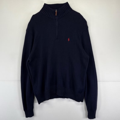 古着 90's/90年代 ポロバイラルフローレン Polo by Ralph Lauren ニット タートルネック 大きいサイズ ハーフジップ セーター 2XL ネイビー メンズ