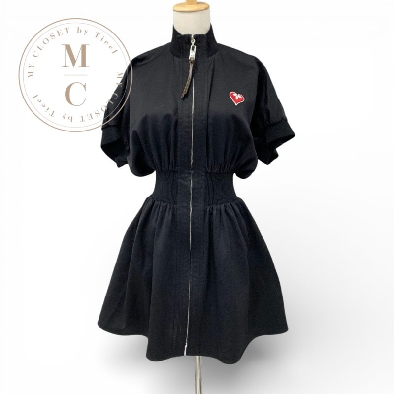 ルイヴィトン LOUIS VUITTON ワンピース ブラック パフスリーブ ジップアップ ハート