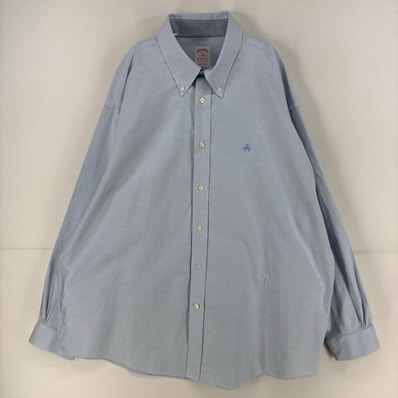 古着 ブルックスブラザーズ Brooks Brothers 長袖シャツ 1818 ワンポイント 刺繍 大きいサイズ ボタンダウン 2XL 水色 メンズ