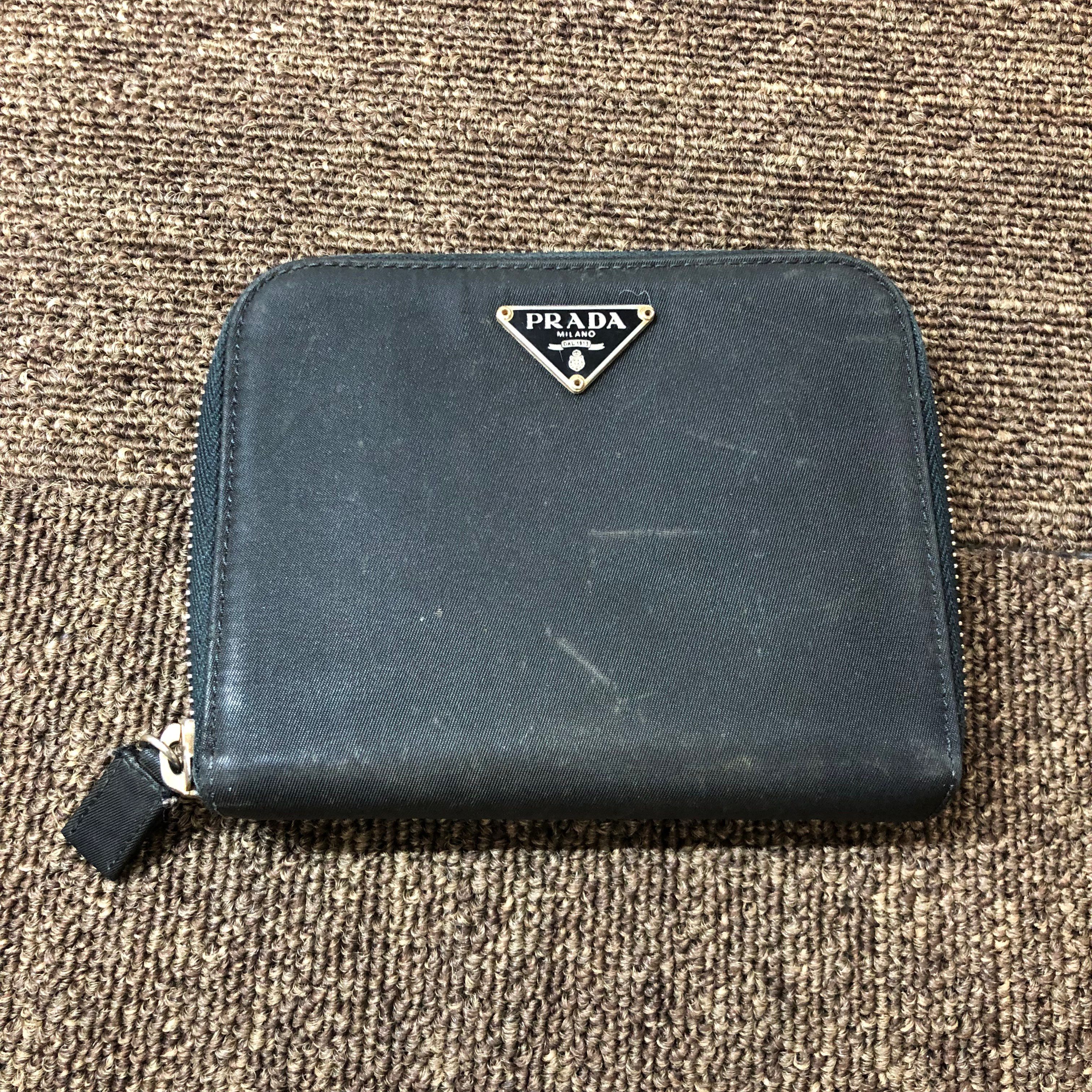 PRADA Nylon Compact Zip Wallet "Black"