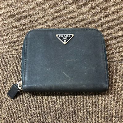 PRADA Nylon Compact Zip Wallet "Black"