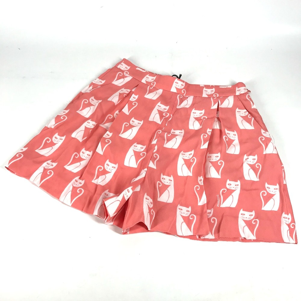 ミュウミュウ MIUMIU キャット 猫 アニマル MP1012 バイカラー ハーフパンツ ボトムス アパレル ショートパンツ ビスコース ピンク 美品