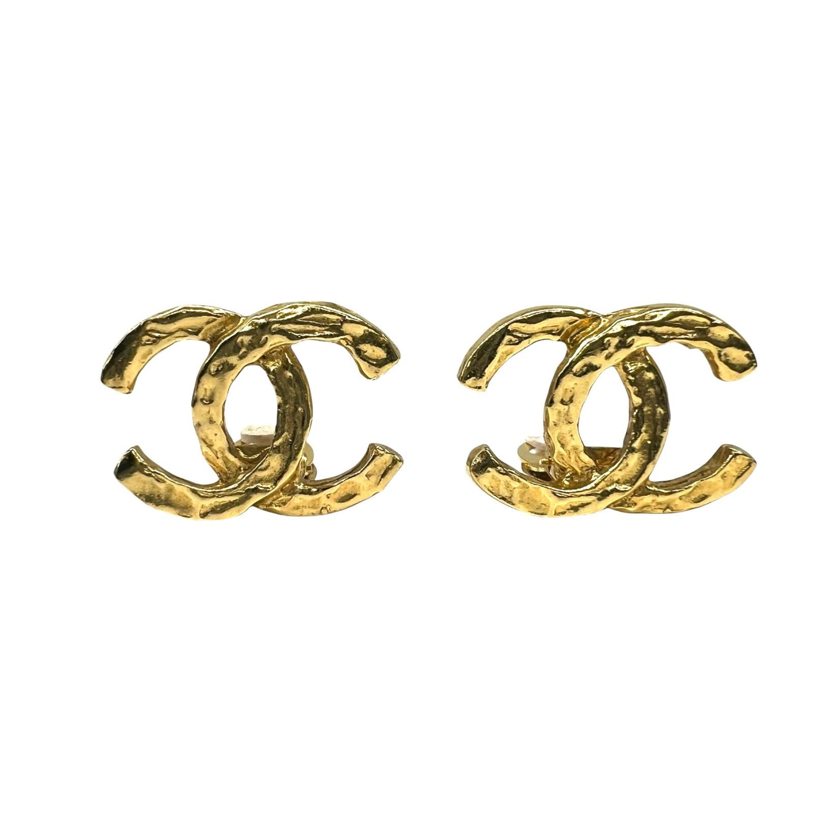 CHANEL 極美品 シャネル 溶岩 ココマーク イヤリング ヴィンテージ コスチュームジュエリー アクセサリー ゴールド アンティーク Aランク 鑑定済 中古 シャネルアクセ