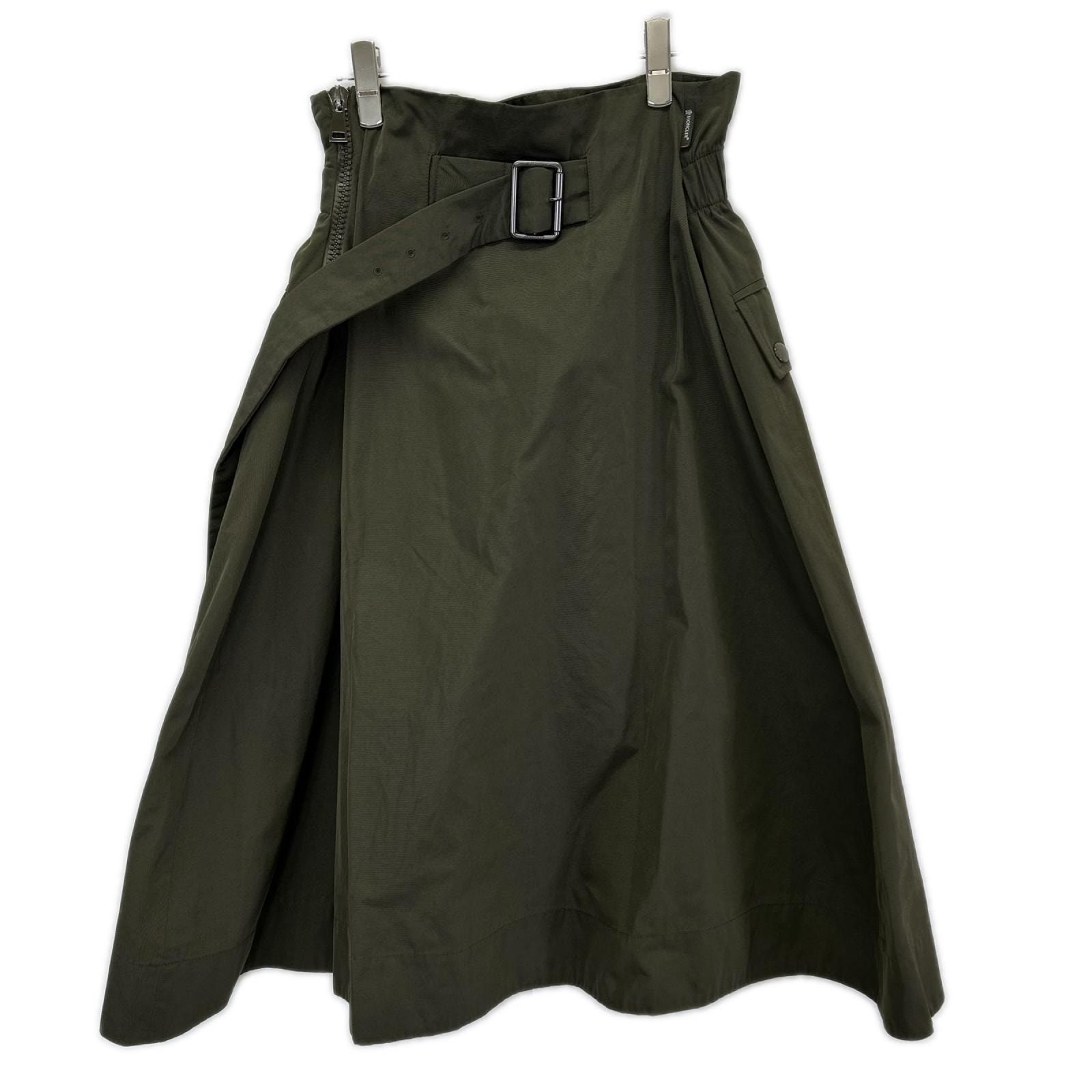 モンクレール D20932566900 18年 カーキ GONNA ナイロン ベルト付き スカート 38